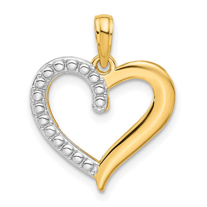 14K Gelb & Rhodium und Rhodium Poliert Herz Anhänger