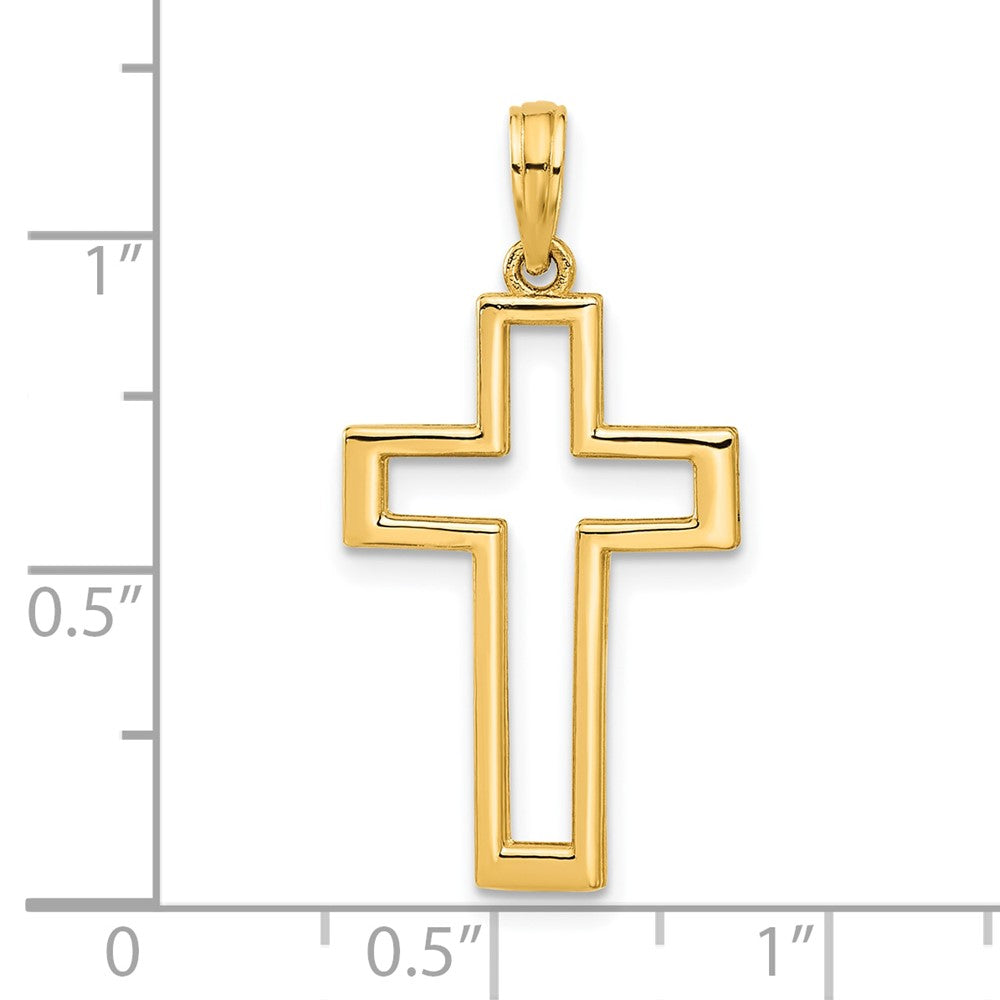 14K Gelbgold Poliert Kreuz Anhänger