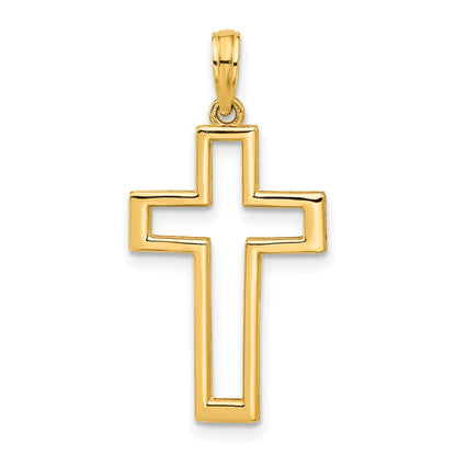 14K Gelbgold Poliert Kreuz Anhänger