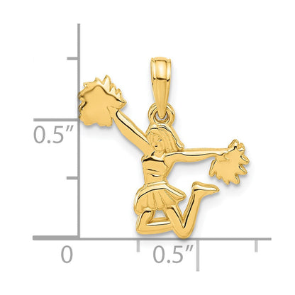14K Gelbgold Poliert Cheerleader Anhänger