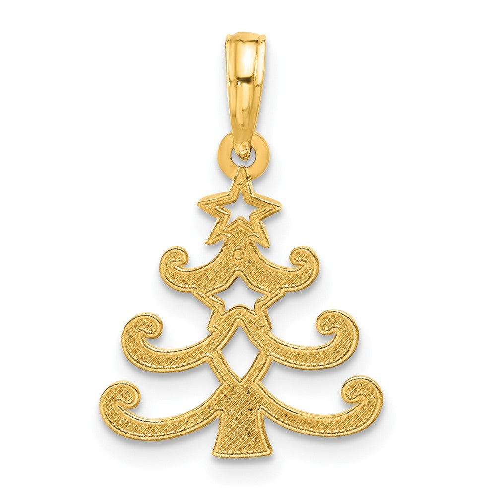 14K Gelbgold Poliert Weihnachten Baum Anhänger