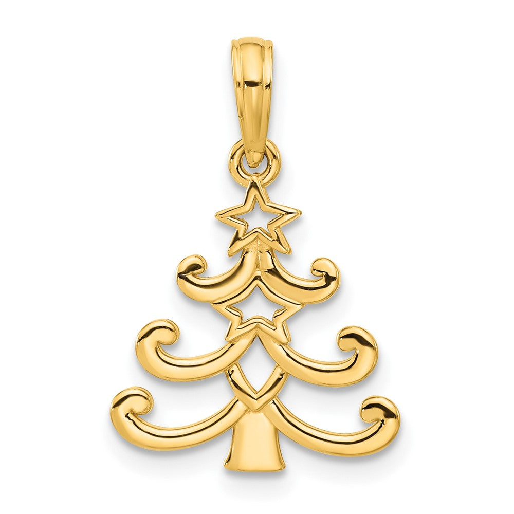 14K Gelbgold Poliert Weihnachten Baum Anhänger