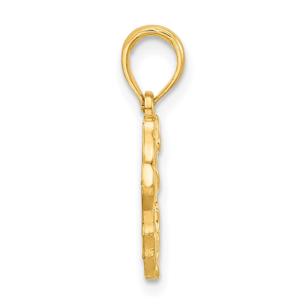 14K Gelbgold Poliert Candle mit Holly Kreis Anhänger