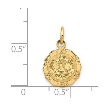 14K Gelbgold Taufe Spanish Recuerdo Del Bautismo auf Rückseite Charm