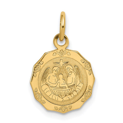 14K Gelbgold Taufe Spanish Recuerdo Del Bautismo auf Rückseite Charm