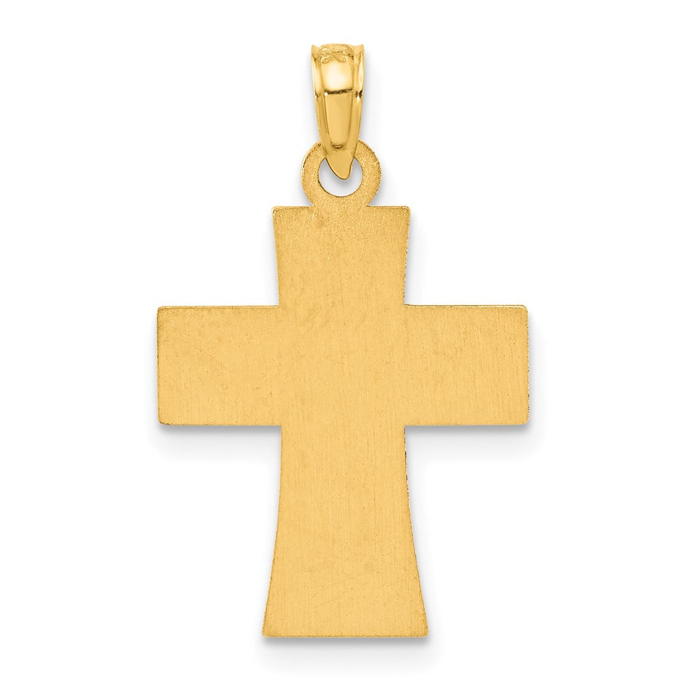 14K Gelbgold Poliert und Emailliert American Flag Kreuz Anhänger