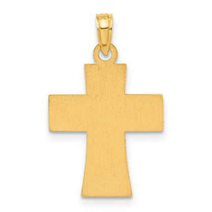 14K Gelbgold Poliert und Emailliert American Flag Kreuz Anhänger