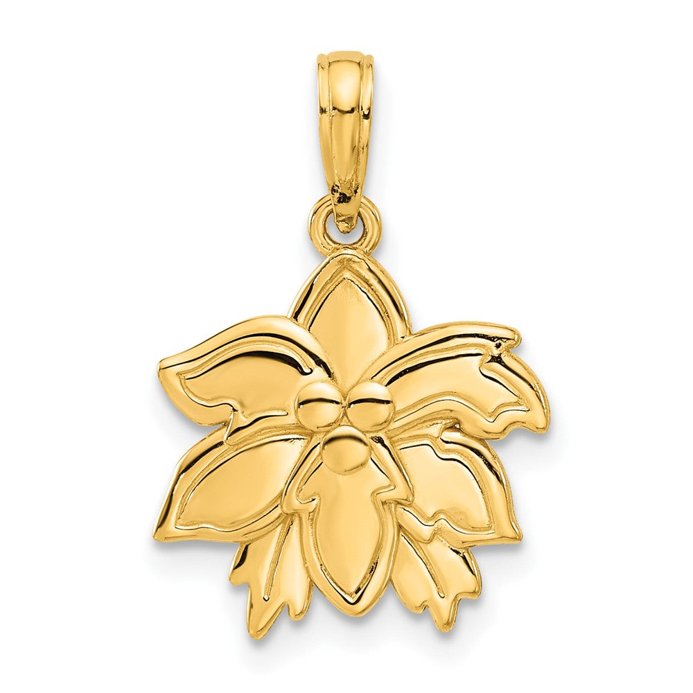 14K Gelbgold Poliert Poinsettia Blumen Anhänger