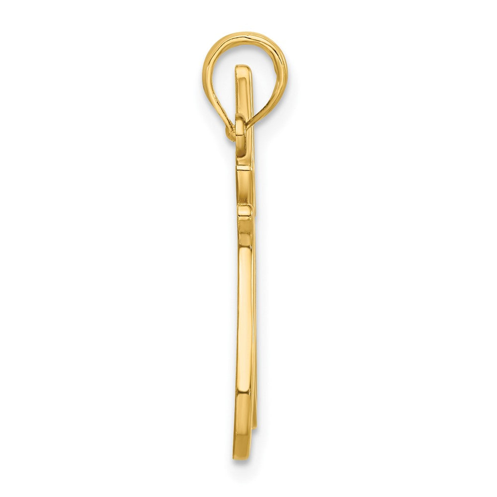 14K Gelbgold Poliert Katze Reaching Anhänger