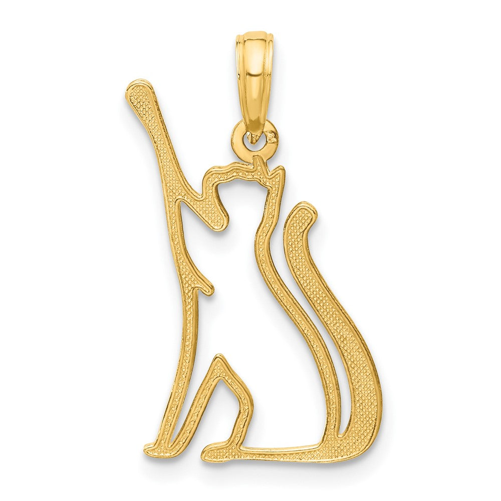 14K Gelbgold Poliert Katze Reaching Anhänger