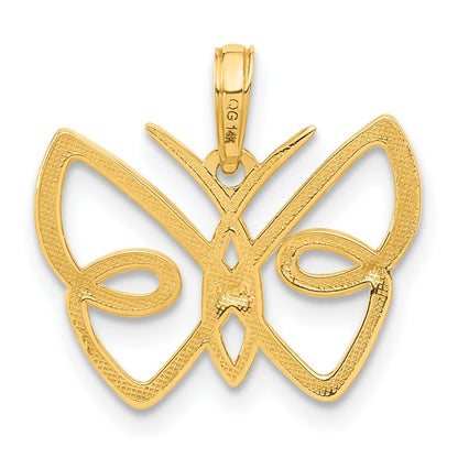 14K Gelbgold Poliert Schmetterling Anhänger