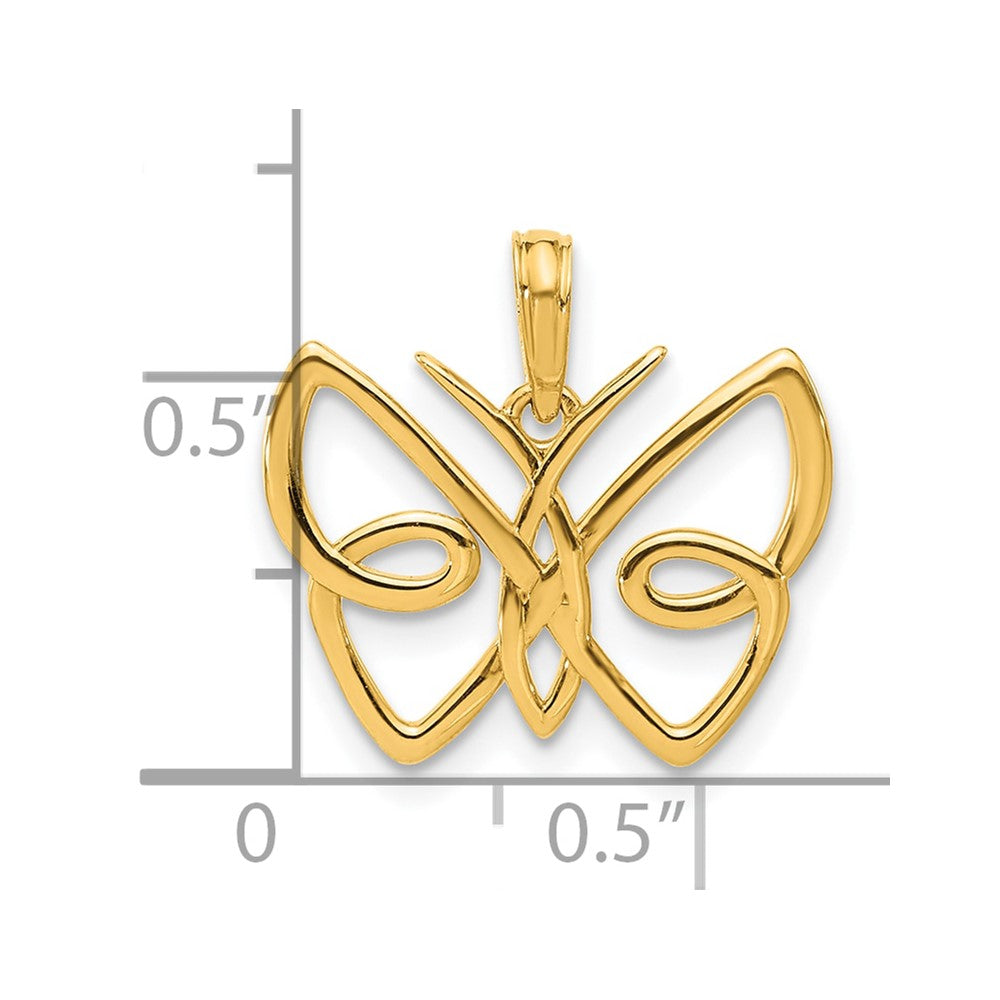 14K Gelbgold Poliert Schmetterling Anhänger