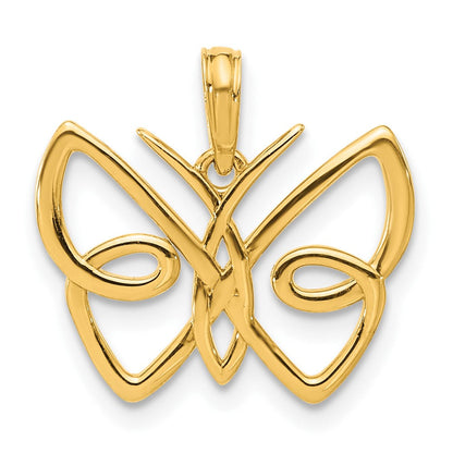 14K Gelbgold Poliert Schmetterling Anhänger