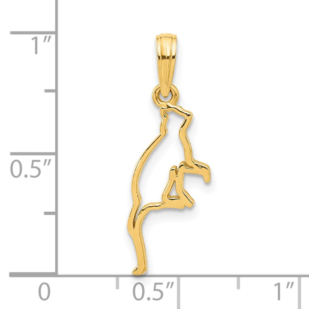 14K Gelbgold Poliert Katze Sitting Anhänger