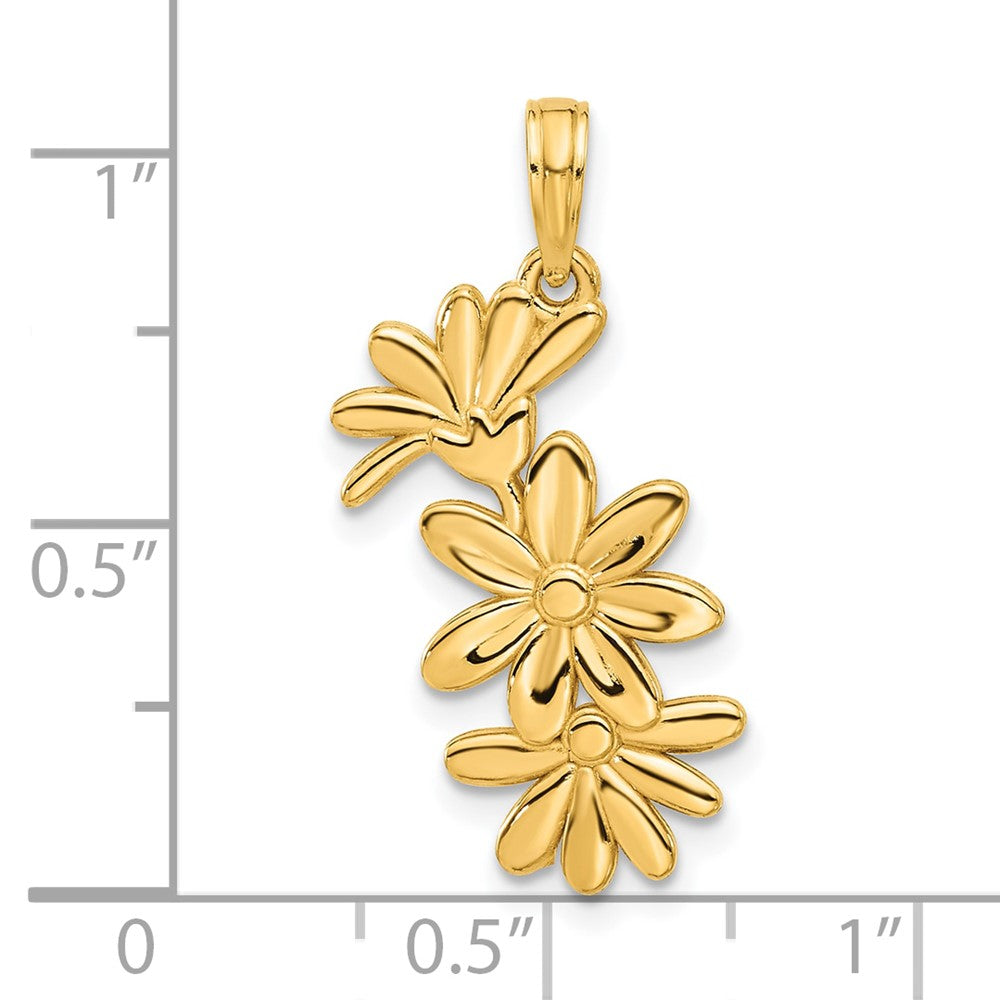 14K Gelbgold Poliert Blumen Anhänger