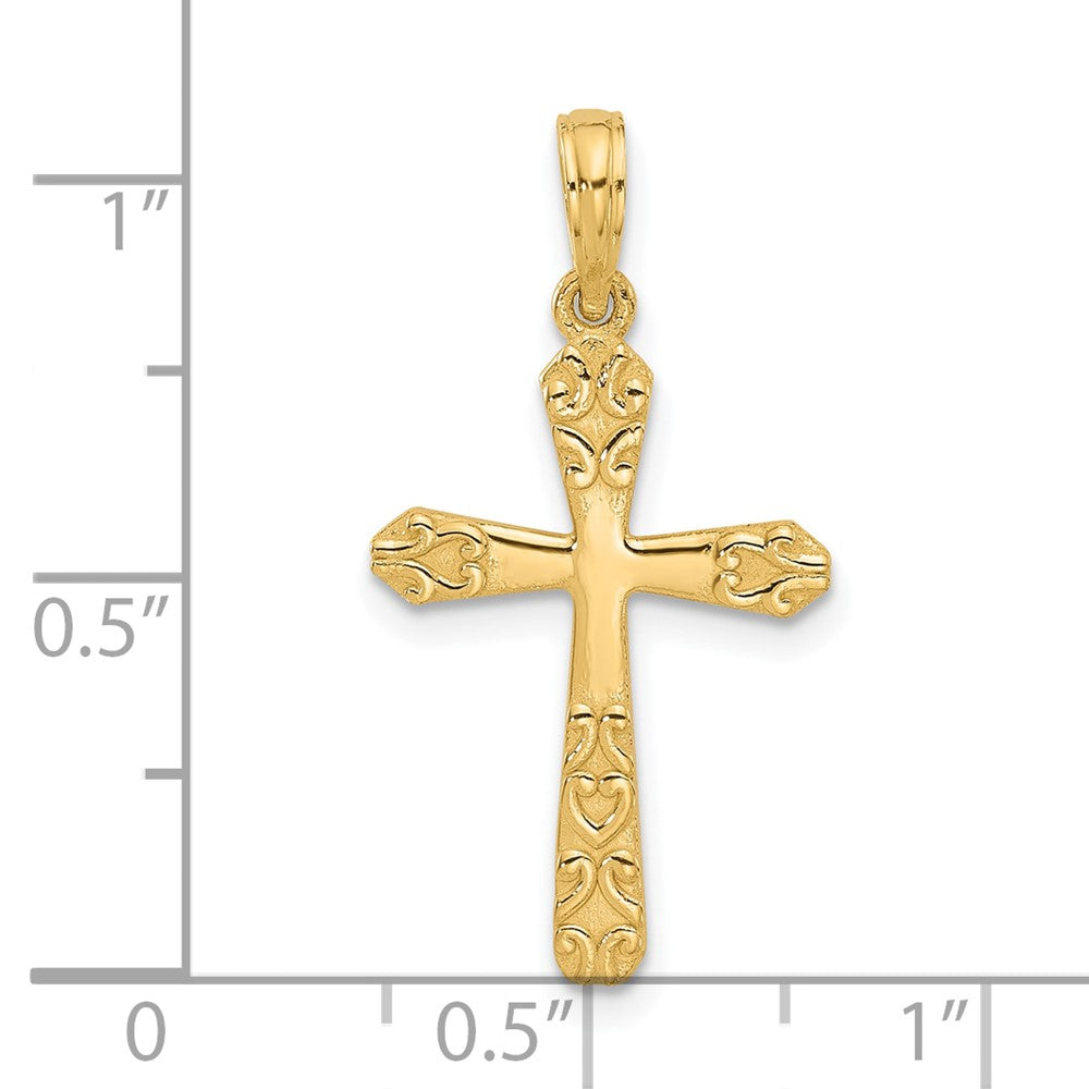14K Gelbgold Fantasie Kreuz Charm