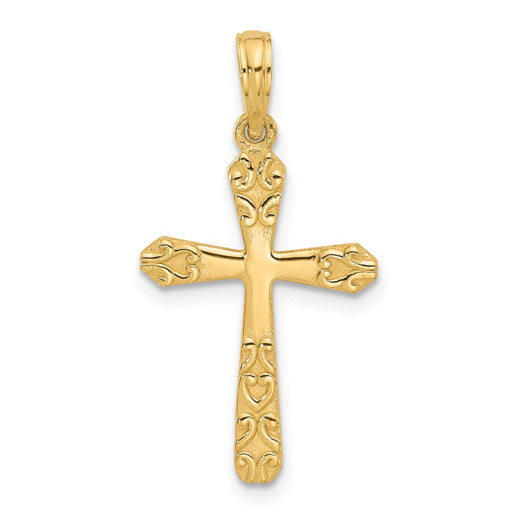 14K Gelbgold Fantasie Kreuz Charm