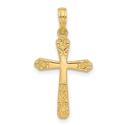 14K Gelbgold Fantasie Kreuz Charm