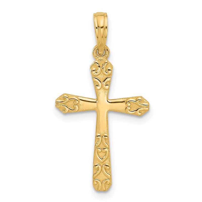 14K Gelbgold Fantasie Kreuz Charm