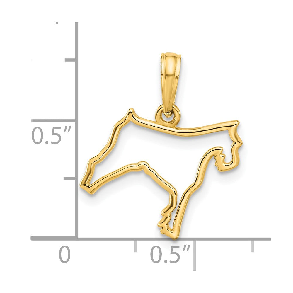 14K Gelbgold Poliert Hund Outline Anhänger
