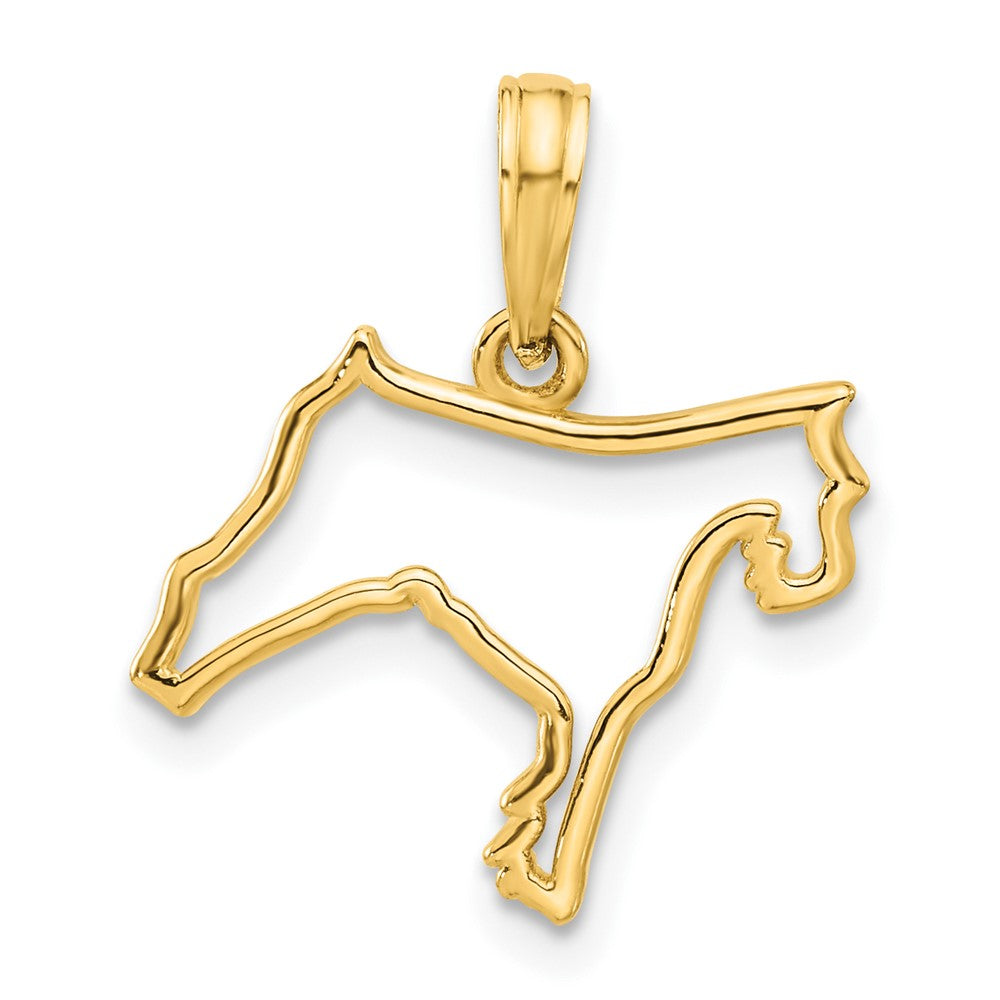 14K Gelbgold Poliert Hund Outline Anhänger