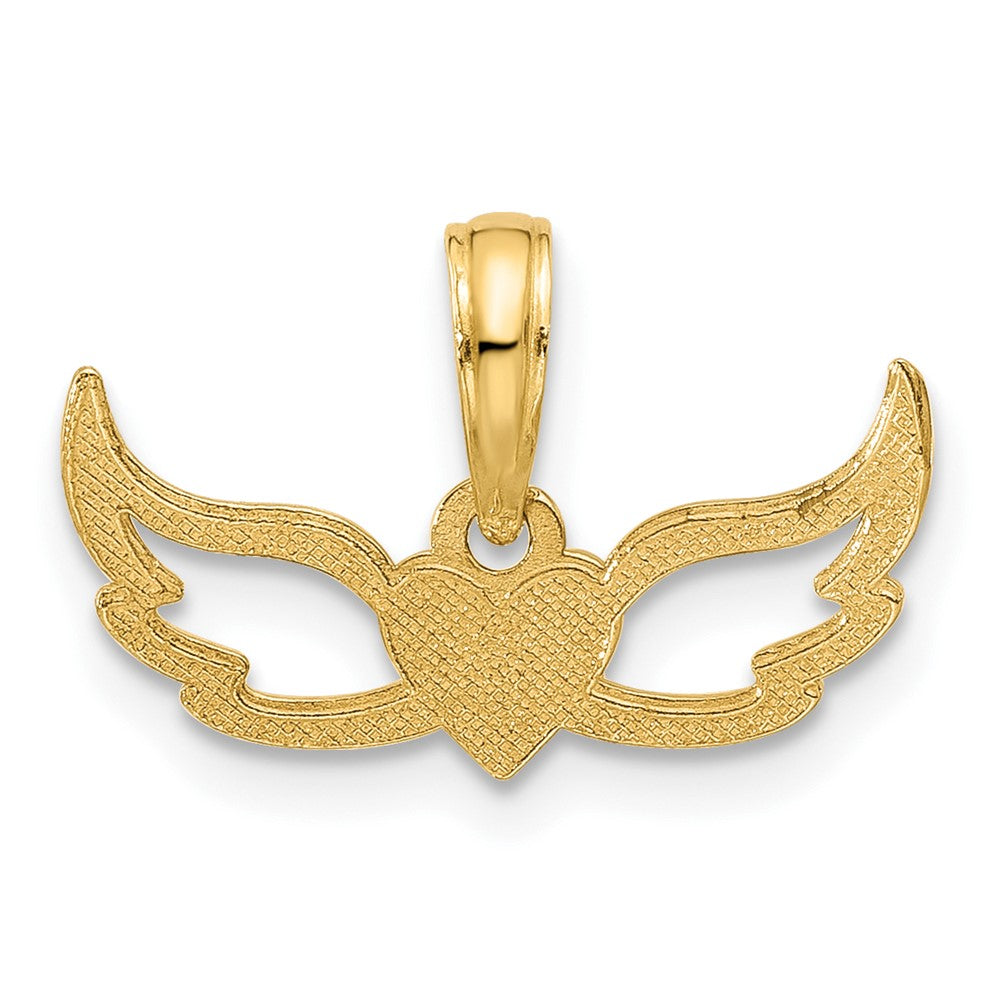 14K Gelbgold Fantasie Herz und Flügel Charm