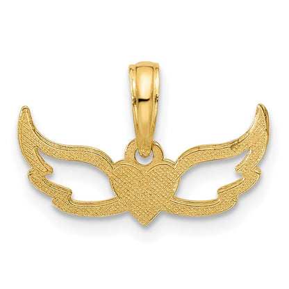 14K Gelbgold Fantasie Herz und Flügel Charm