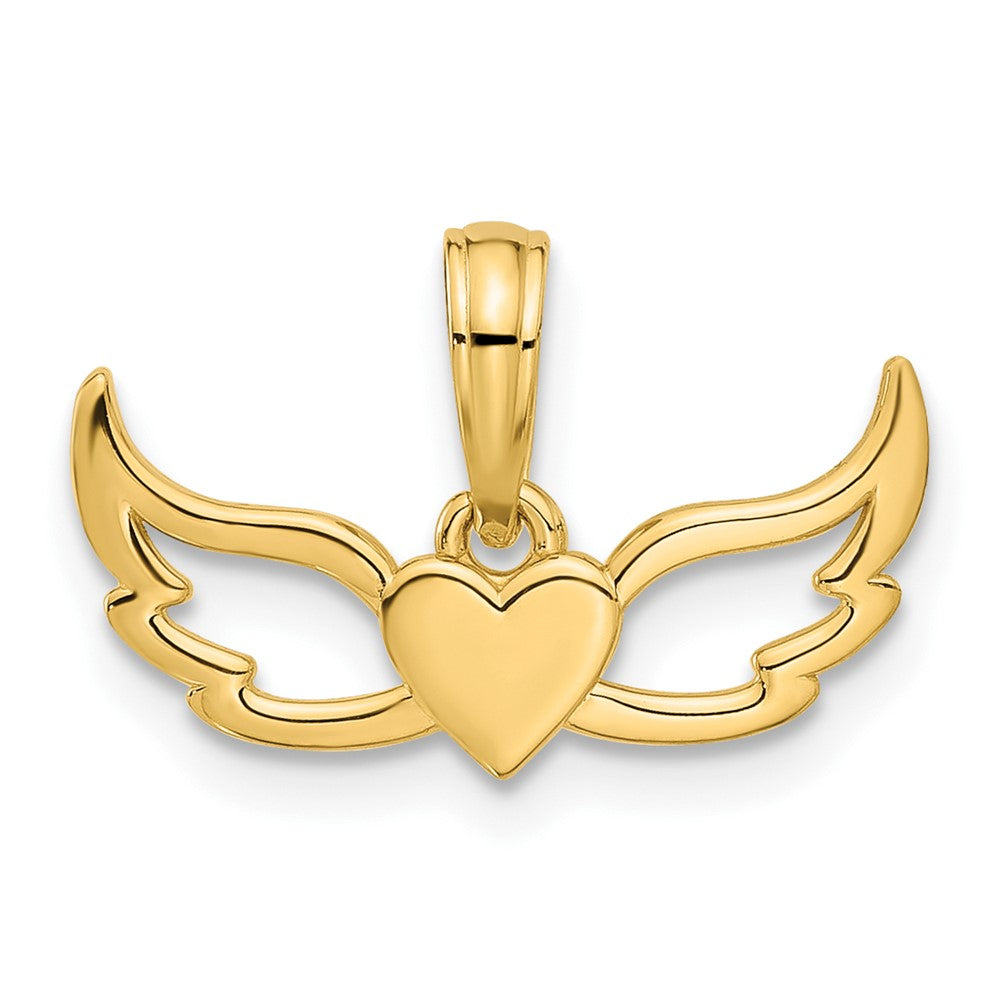 14K Gelbgold Fantasie Herz und Flügel Charm