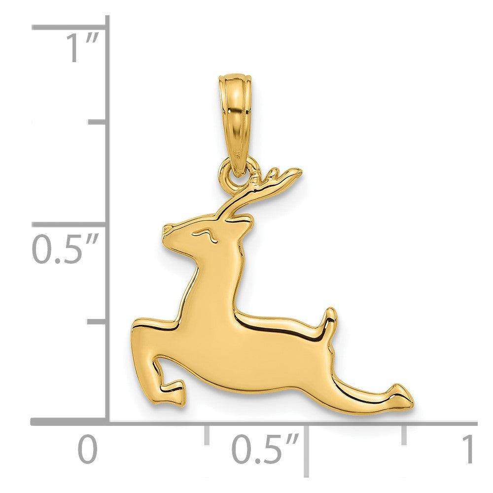 14K Gelbgold Poliert Prancing Reindeer Charm