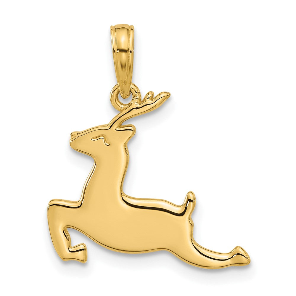 14K Gelbgold Poliert Prancing Reindeer Charm