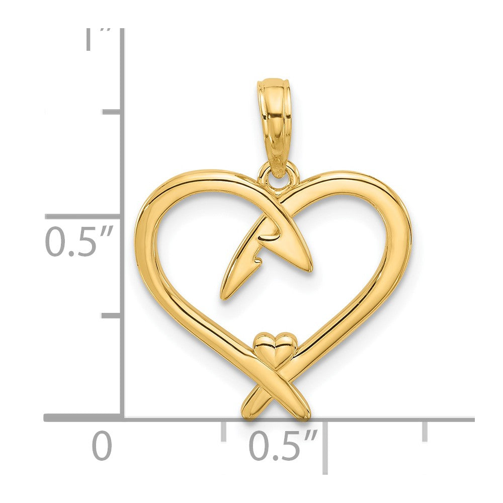 14K Gelbgold Fantasie Herz Charm