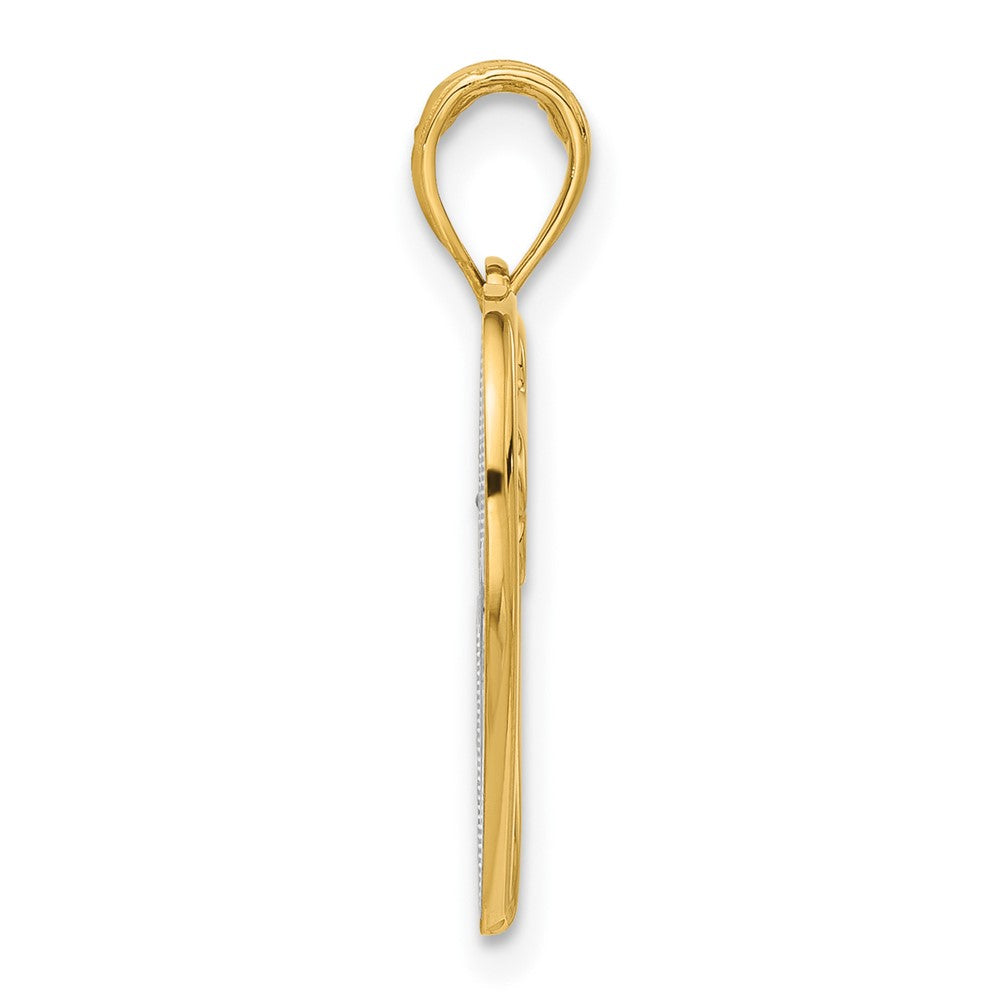 14K Gelbgold Poliert Herz mit Hund Charm