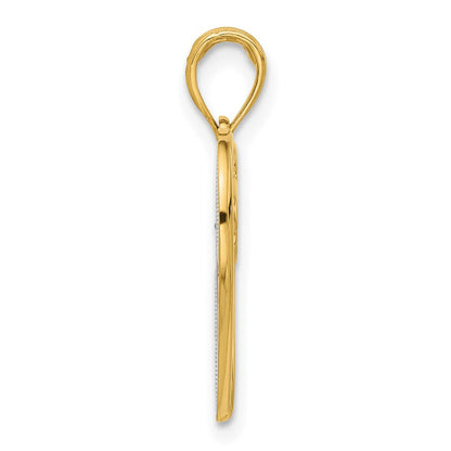 14K Gelbgold Poliert Herz mit Hund Charm