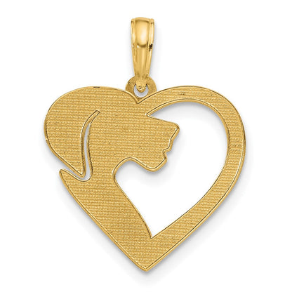 14K Gelbgold Poliert Herz mit Hund Charm