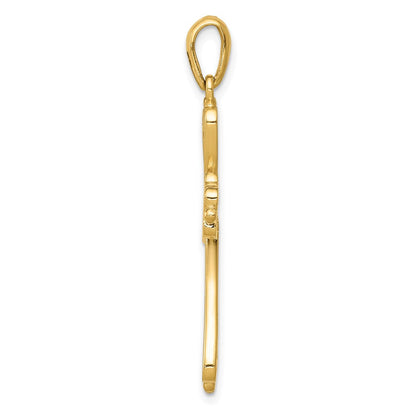 14K Gelbgold Fleur-de-Lis Kreuz-Anhänger, poliert