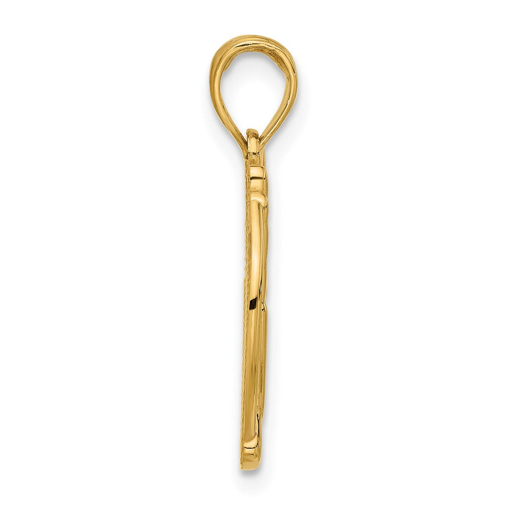 14K Gelbgold Poliert Hand Gesture in Kreis Charm