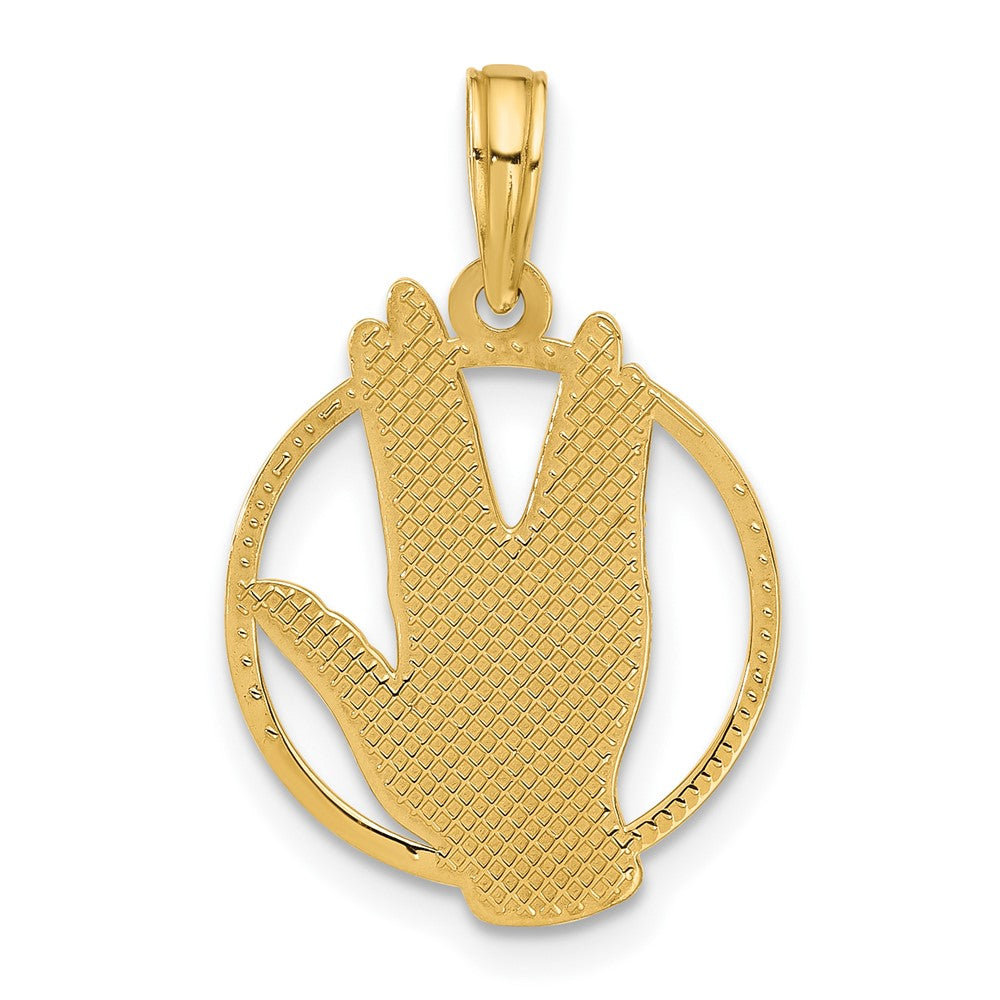 14K Gelbgold Poliert Hand Gesture in Kreis Charm