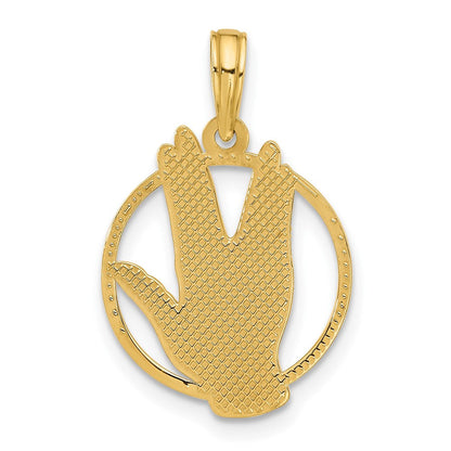 14K Gelbgold Poliert Hand Gesture in Kreis Charm