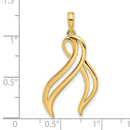 14K Gelbgold Poliert Bewusstsein Schleife Anhänger