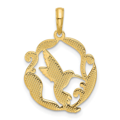 14K Gelbgold Poliert Fantasie Hummingbird Charm