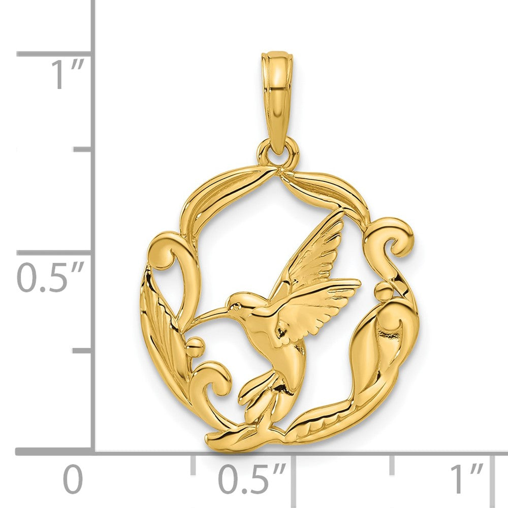 14K Gelbgold Poliert Fantasie Hummingbird Charm