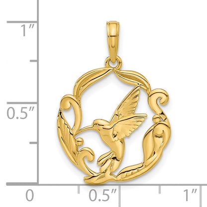 14K Gelbgold Poliert Fantasie Hummingbird Charm