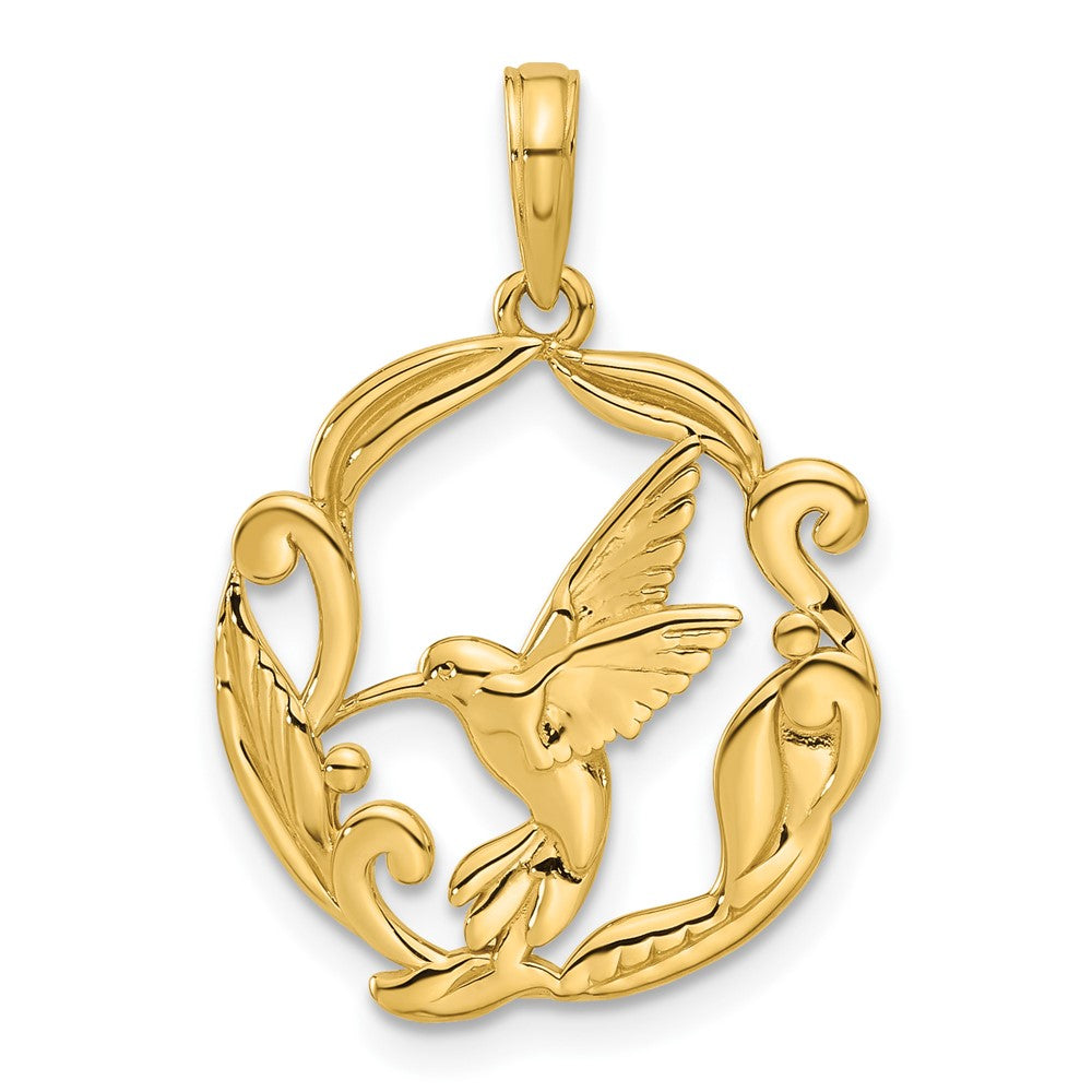 14K Gelbgold Poliert Fantasie Hummingbird Charm