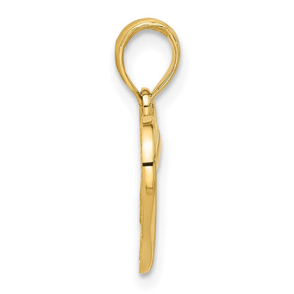 14K Gelbgold Poliert Fantasie Herz und Schmetterling Charm