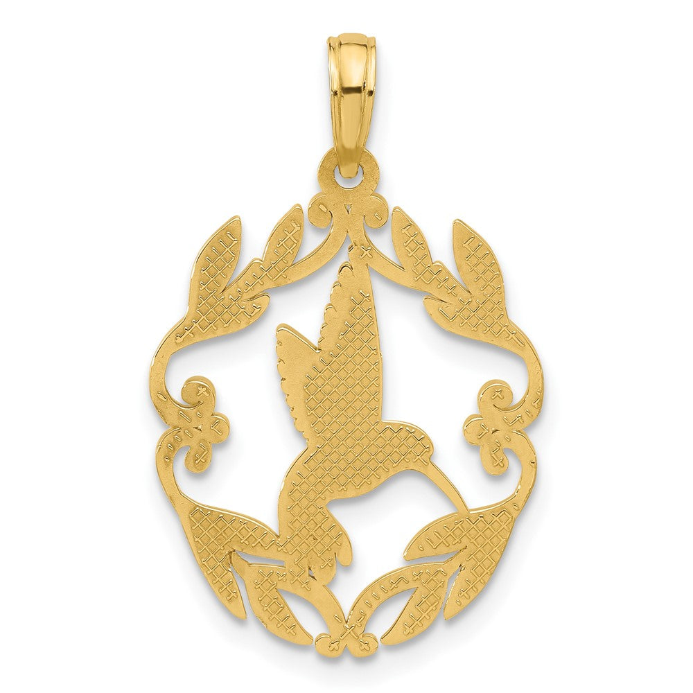 14K Gelbgold Poliert Fantasie Hummingbird Charm