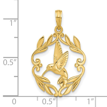 14K Gelbgold Poliert Fantasie Hummingbird Charm