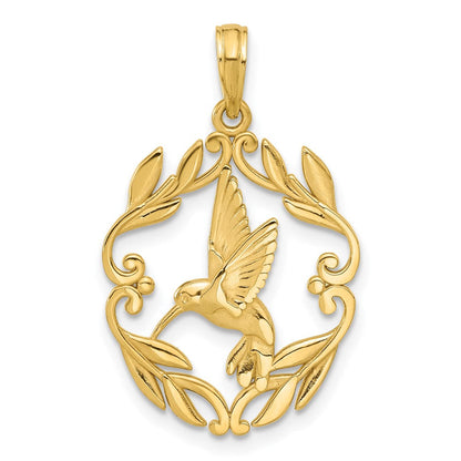 14K Gelbgold Poliert Fantasie Hummingbird Charm