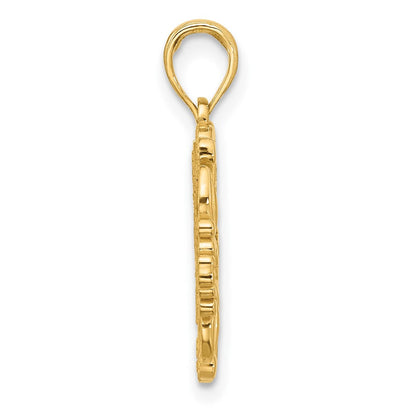 14K Gelbgold Poliert Fantasie Hummingbird Charm