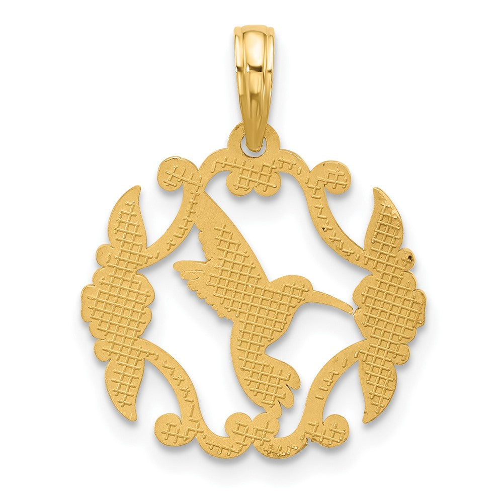 14K Gelbgold Poliert Fantasie Hummingbird Charm