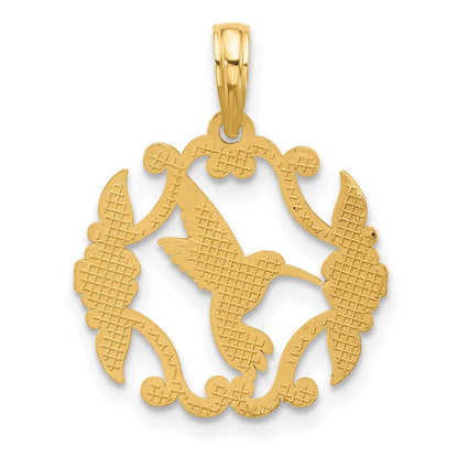 14K Gelbgold Poliert Fantasie Hummingbird Charm